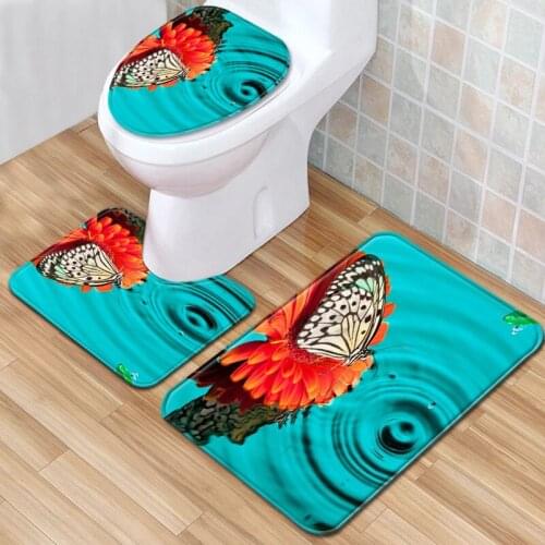 Toilet Seat Cover Water Absorption 3Pcs Set Carpets Modern Decoration Home Bathroom Anti-Slip Floor Mats Printing Pattern Rug