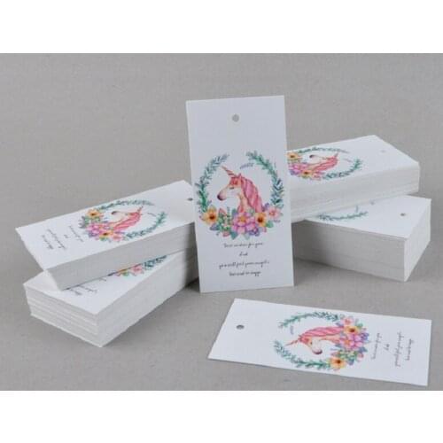 50pcs Unicorn Tag Sign Licorne Gift box Bag Hang Label Holder for Unicorn Theme Party Favors Wedding Decorating Packaging Label