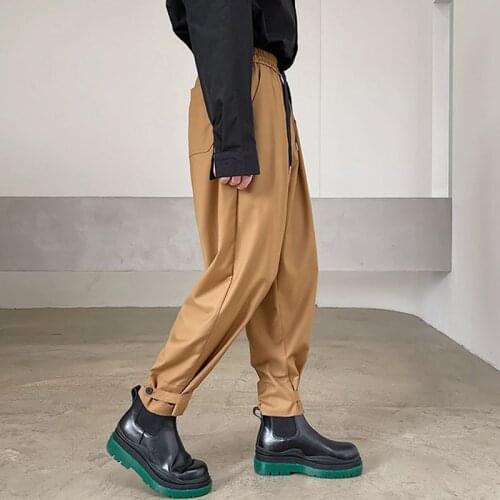 2021 New Men Casual Loose Harem Pants Male Japan Korea Streetwear Vintage Hip Hop Pant Adjustable Hem Trousers