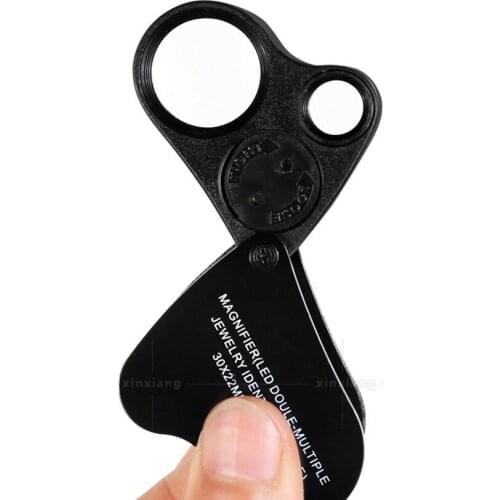 Black 30x22mm 60x12mm LED Illuminated Pocket Jewelry Manifier Money Detector Loupe with Light Source Circuit Board Repair Tool