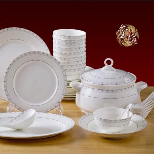 Bowl set 56 head bone china tableware sets Jingdezhen ceramics European dishes dish housewarming gifts