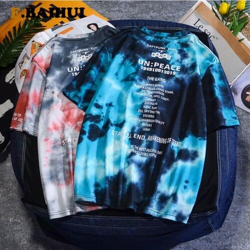 Harajuku T Shirt Tie Dyed Women Men T-Shirt 2020 Summer Short Sleeve O-Neck Oversize Tops Tee Shirts Fashion Men T Shirts S-3XL