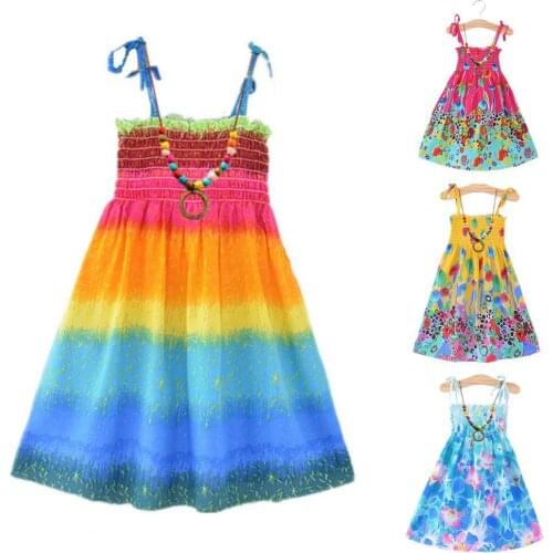 Summer Dress Sleeveless Loose Bohemian Children Lacework Tube Top Dress for Beach