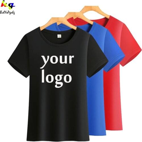 Print your logo picture text 100% cotton short-sleeved T-shirt, design logo picture male and female T-shirt