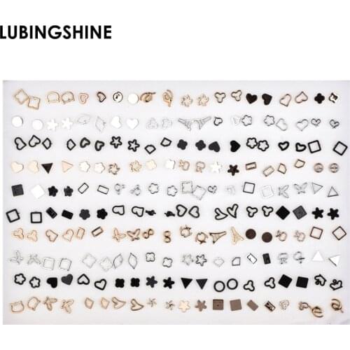 100Pairs/Set Mix Style Gold Silver Color Stud Earrings Set Cute Alloy Star Heart Earrings For Women Girl Fashion Jewelry