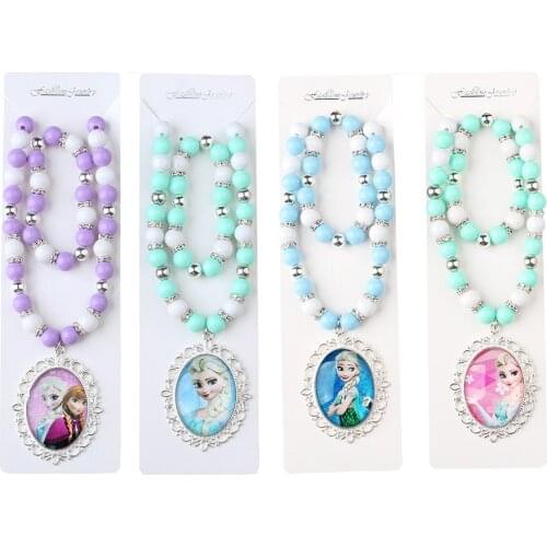 2 pcs/lot New Childrens Doll Accessories Necklace + Bracelet Frozen High-end Girl Pearl Jewelry