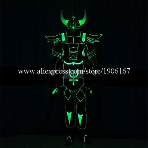 LED Light Up Optic Fiber Costumes DMX Control Led Luminous Warrior Performance Clothing Programmable Full Color Event Clothes