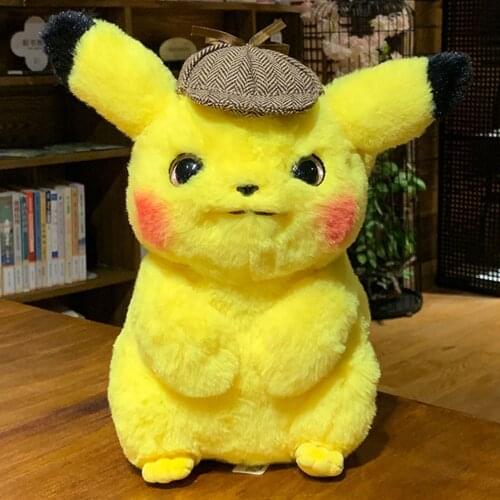 28CM Pokemon Plush Toy Detective Pikachu Plush Cute Dolls Movie Anime Stuffed Cartoon Kawaii Pokémon Girl Birthday Kids Toy Gift