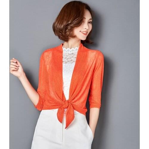 Transparent Thin Women Cardigan Sweater Women Knitted Irregular Air Conditioning Cape Sun Protection Short Open Stitch Femme