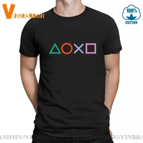 PS5 Controller Buttons T-Shirt Vintage PS Logo T Shirt Men Hiphop Tshirt Xbox Game Play Station Short Sleeve Tee Shirts Camiseta
