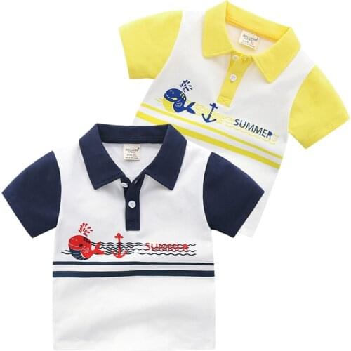 Cute Whale In Sea Boys Polo T-shirts Soft Quality Cotton Shirt Toddler Tops Tees Kids Summer Clothes