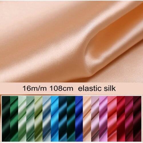 Mulberry Elastic Silk Satin Fabric for spandex Silk Dress Skirt Wholesale 16 and 19m/m