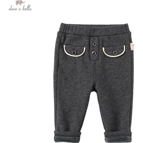 DB20047 dave bella winter baby girls fashion solid pockets pants children full length kids girl pants infant toddler trousers