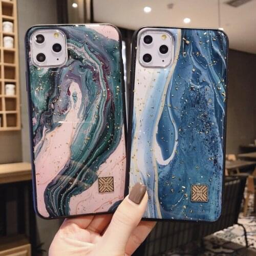 Gold Foil Marble Phone case For iphone 11 12 Mini Pro max XS MAX XR X 6 6S 7 8 plus Starry Sky Glitter silicone Cover