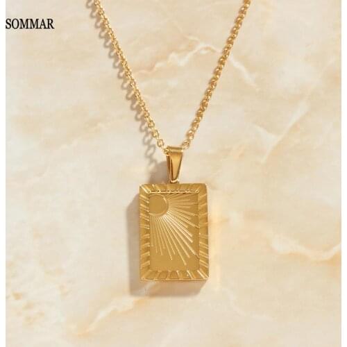 SOMMAR ins Gold color Girlfriend necklaces pendants The Sun, the Moon, the squares maxi necklace Charming Jewelry Accessories