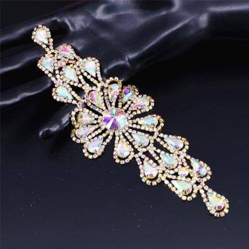 Rhinestone Iron On Patch Motif Applique DIY Crystals Patch hand beaded applique for dress shoe accessory Jewelry