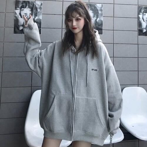 Oversized Hoodies Autumn Women Hoodies Sweatshirts Casual Loose Long Sleeve Pockets Leisure Pullovers Tracksuit Female Gray Tops