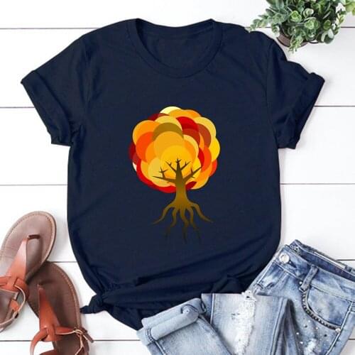 Tree Women T Shirt Casual Funny Tshirts Kawaii Tees Top Hipster Female Harajuku Short Sleeves Shirts Woman Clothe TX9553