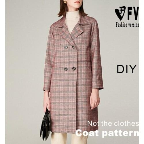 Ladies Retro Plaid Coat Pattern Sewing Diagram Structure Drawing 1:1 Garment Pattern BFY-342
