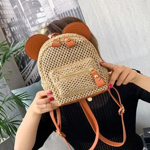 Female New Patchwork Straw Woven Light Backpack Women Back Pack Girl High Quality Backpacks Versatile Large Capacity Travel Bags