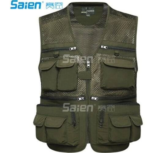 Fly Fishing Photography Vest with Pockets Mens Mesh Quick-Dry Waistcoat Outdoor Jackets for Travelers
