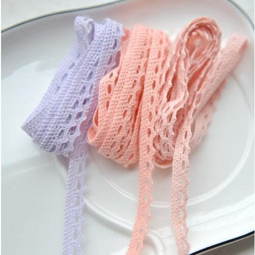 10 Meteres/lot Shrimp Pink Lavender 100% Cotton Lace Trims Diy Handmade Patchwork Crafts Sewing Material Accessory Lace Ribbon