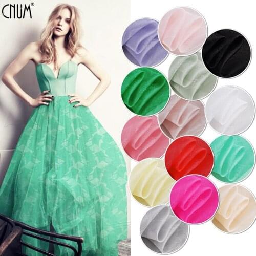 CNUM SO124 100% Natural Silk Organza/Pure Color/Silk Fabric Grids Jacquard/Width 1.48yd Thickness 10mm