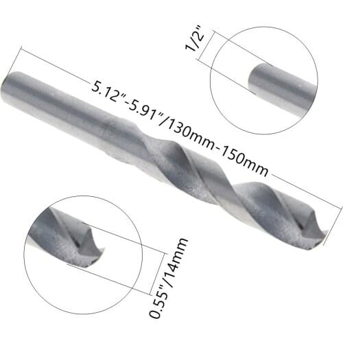 150mm Twist Drill Bits 1/2" Straight Shank Drilling Dia 14/15/15.5/16/16.5/17/17.5/18/19/19.5mm HSS Metal Shank/Retractor Tools