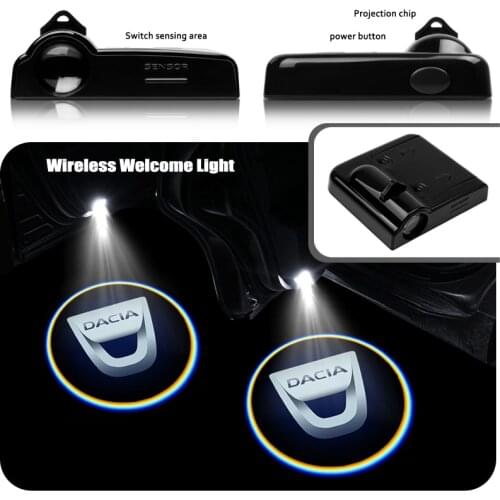 2Pcs Car styling Wireless Laser Projector LED Door Welcome Light Ghost Shadow Light For Dacia Duster Logan MCV Sandero Stepway