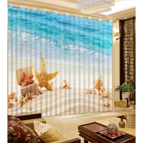 3d curtains home decor decoration The natural beauty of the beach Starfish sea wave modern home decor 3d curtains