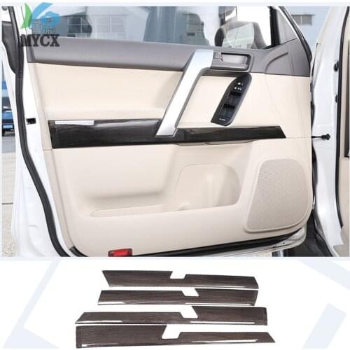 4pcs Car ABS Interior Door Decoration Panel Trim For Toyota Land Cruiser Prado FJ150 150 2010-2018 Year Accessories Wood grain