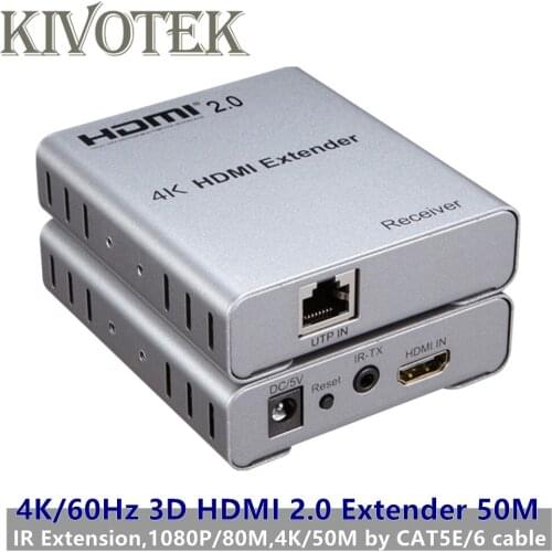 4K/60HZ 3D/1080p HDMI2.0 Extender Transmitter Recevier 50-80m,UTP Connector CAT Cable Apdater For HDTV CCTV Video Free Shipping