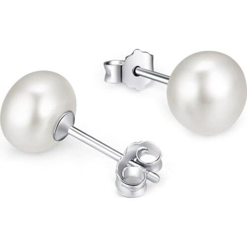 7MM Freshwater Pearl Stud Earring Purple Pink White Natural Pearl Ear Stud Earrings Trendy Charming Wedding Jewelry Accessories