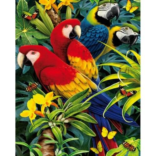 Full Square/Round Drill 5D DIY Diamond Painting "Beautiful Parrots Scenery" Embroidery Cross Stitch 3D Home Decor Gift