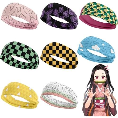 Anime Demon Slayer Kimetsu no Yaiba Hair Band Headband Kamado Tanjirou Kawaii Costume Cartoon Props Accessories