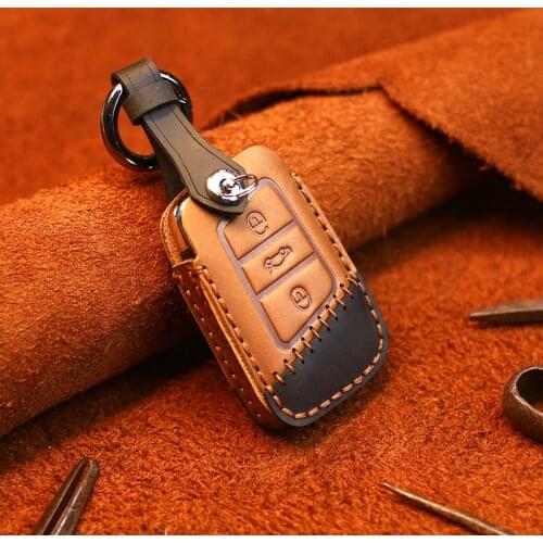 Car key Cover suitable for Volkswagen Passat Golf Magotan Crazy Horse Leather Key Cover Leather Car Keychain