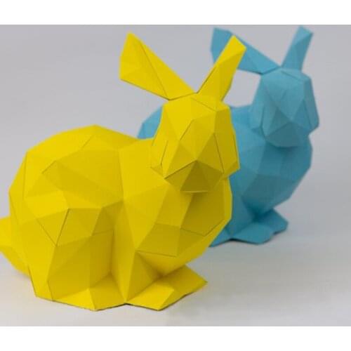 DIY Home Decoration Cute Rabbit Bunny Paper Model Puzzle Toy Animal for Restaurants Bars Waterproof Folding Model Christmas Gift