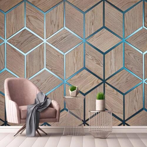 Photo Wallpaper Modern Geometric Wood Grain Line Murals Living Room TV Sofa Background Wall Decor Papel De Parede 3D Wallpapers