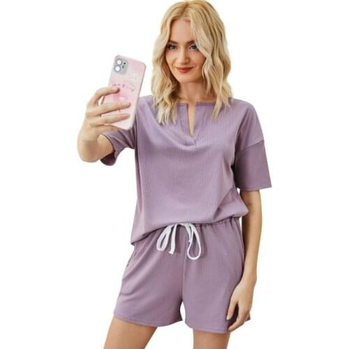 T-Shirt Shorts Suit Casual African Womens Shorts Top Set Loose Sportswear Pajamas Home Service Suit New Summer Womens Clothing