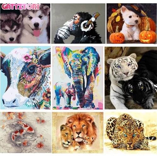 GATYZTORY Frameless Cat Lions Animals DIY Painting By Numbers Kits Coloring By Numbers Unique Gift Home Wall Art Decor Artwork