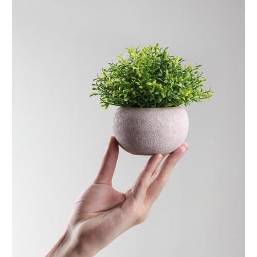 Artificial Plant Potted Lifelike Round Fake Greenery Plant Decorative Plastic Faux Plant Decor For Home Indoor Wedding Garden