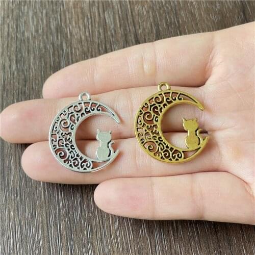 JunKang Ethnic Style Hollow Moon necklace pendant DIY crafts bead amulet treasure connector supplies alloy accessories