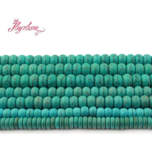 4x6mm 5x8mm Rondelle BlueTurquoise Stone Loose Beads For DIY Necklace Bracelets Jewelry Making 15" Free Shipping Wholesale