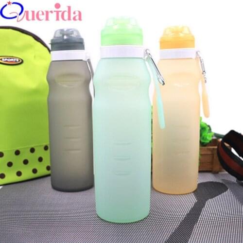 Creative 600ml Fold Bottle Plastic Silica Gel Water Bottle Drink Portable Rope Drinking Fruit Juice With Lid My Sport Bottle