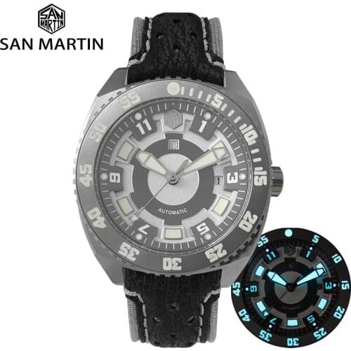 San Martin Mechanical Mens Watch Swiss ETA 2836 Titanium Grade 5 Sapphire Crystal Glass Shark Luminous Dial Limited Edition