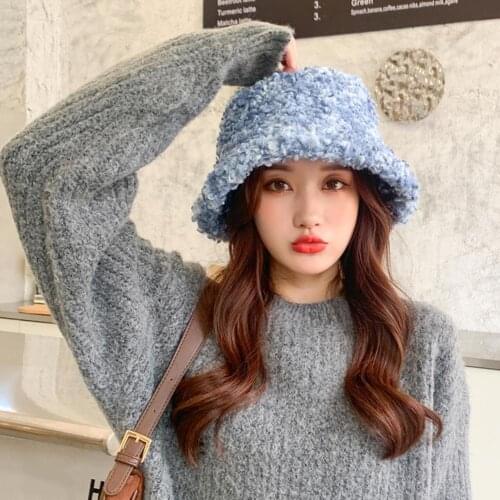 Fashion Winter Curl Bucket Hat New Fisherman Hat Panama Fishing Hat Autumn Outdoor Flat Bonnet