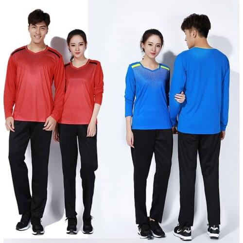 Spring/autumn winter men long sleeved badminton shirts clothes,fitness table tennis t-shirt+pants team sports suit,tenis jerseys