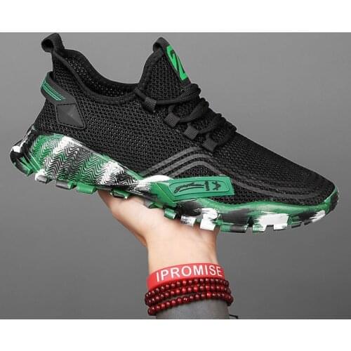 Sports Mens Shoes Fashion Trend New Summer Camouflage Mens Shoes 2021 Flying Woven Net Shoes Lightweight Running Mens Shoes