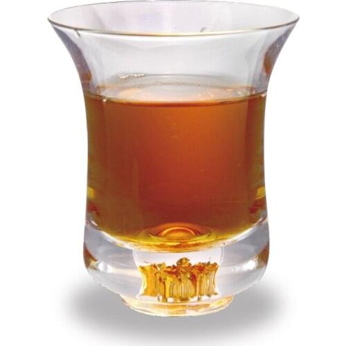 Set of 2pcs new fashion lead free crystal glass for vodka handmade blown goldleaf Chinese Wine shot glass or for tea 80ml/2.7oz
