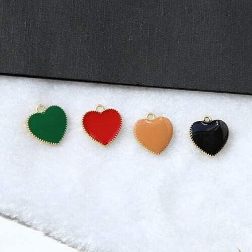 New Arrival 40pcs/lot 18*19MM New Lovely Enamel Alloy Heart Charms DIY Jewelry Findings Gold Tone DIY Bracelet Earring Pendants